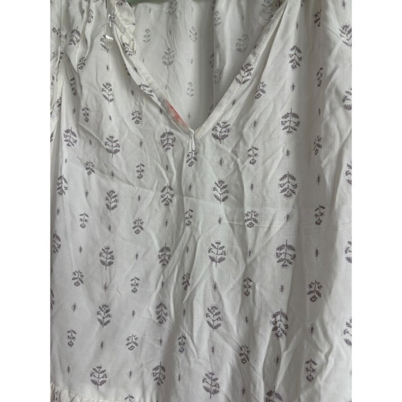 Wallflower Challis Ruffle Tank Top V-Neck Sleeveless Casual White Floral Medium - Picture 4 of 5